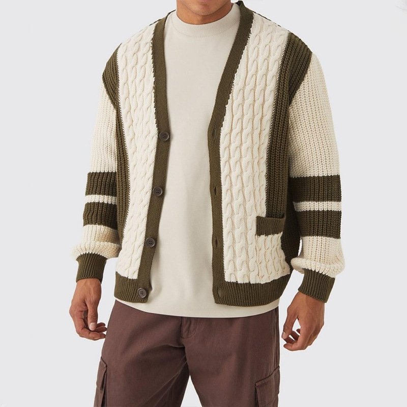 Cevori Color Block Sleeves Knit Cardigan