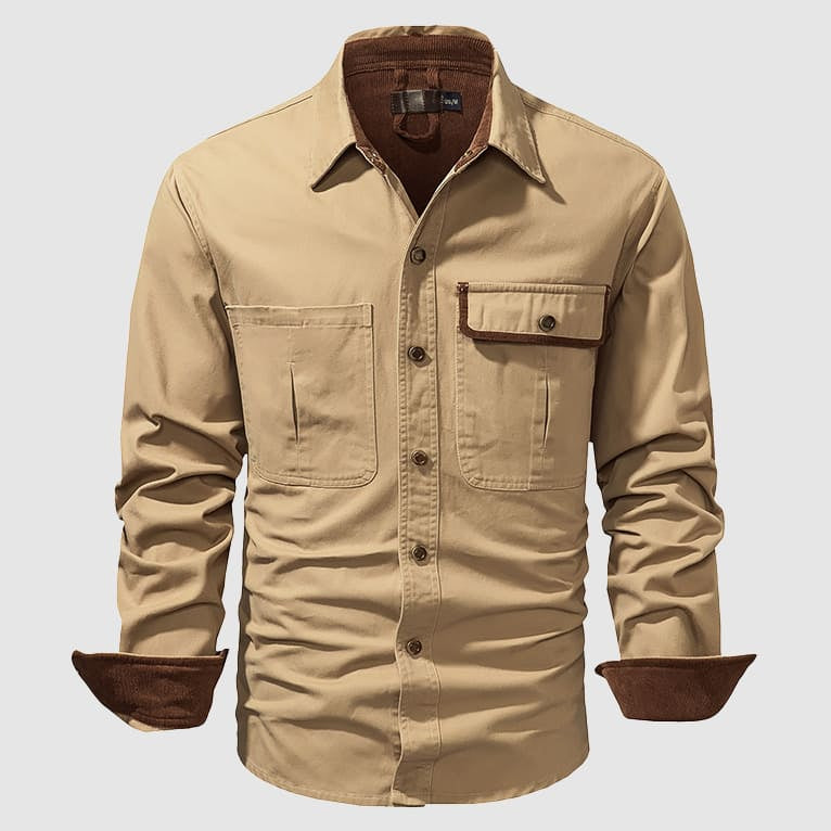 Cevori Cotton Corduroy Lined Button-Up Shirt