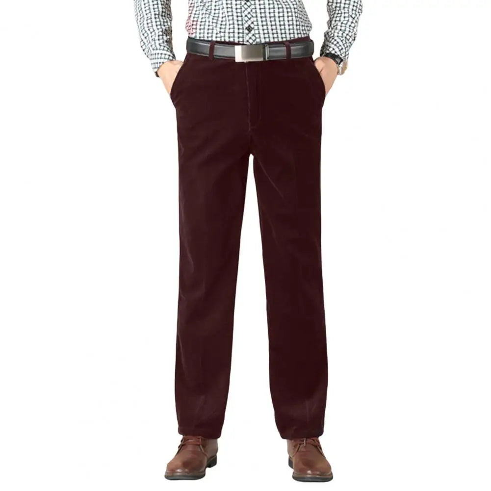 Cevori Casual Fit Straight Leg Corduroy Trousers