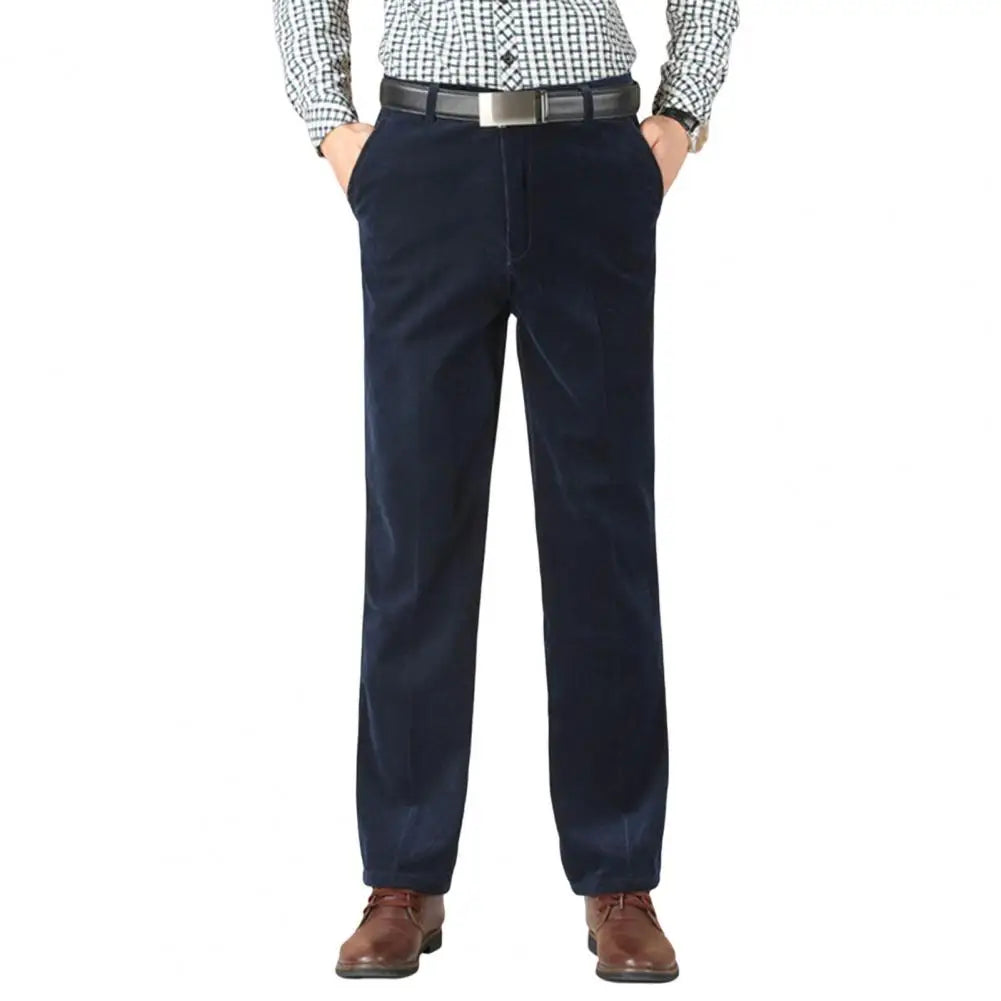 Cevori Casual Fit Straight Leg Corduroy Trousers