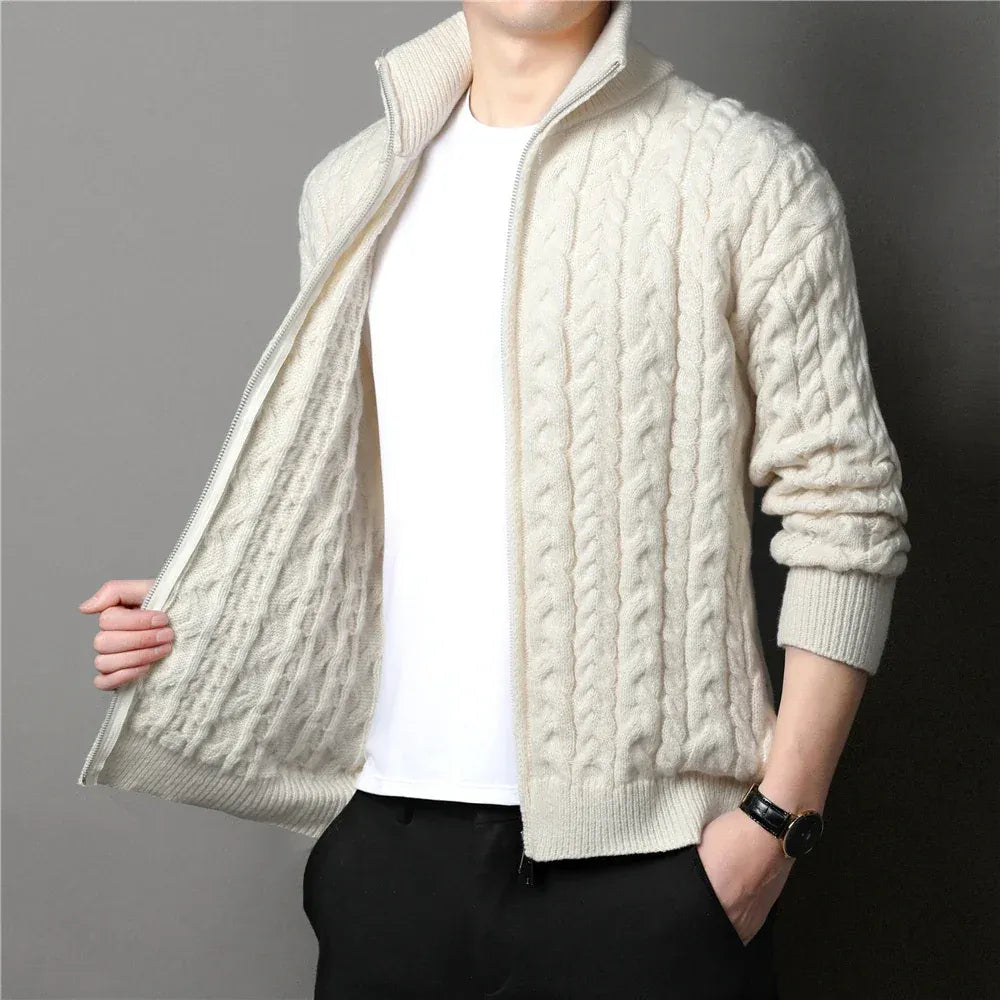 Cevori Relaxed Fit Cable Knit Cardigan Jacket