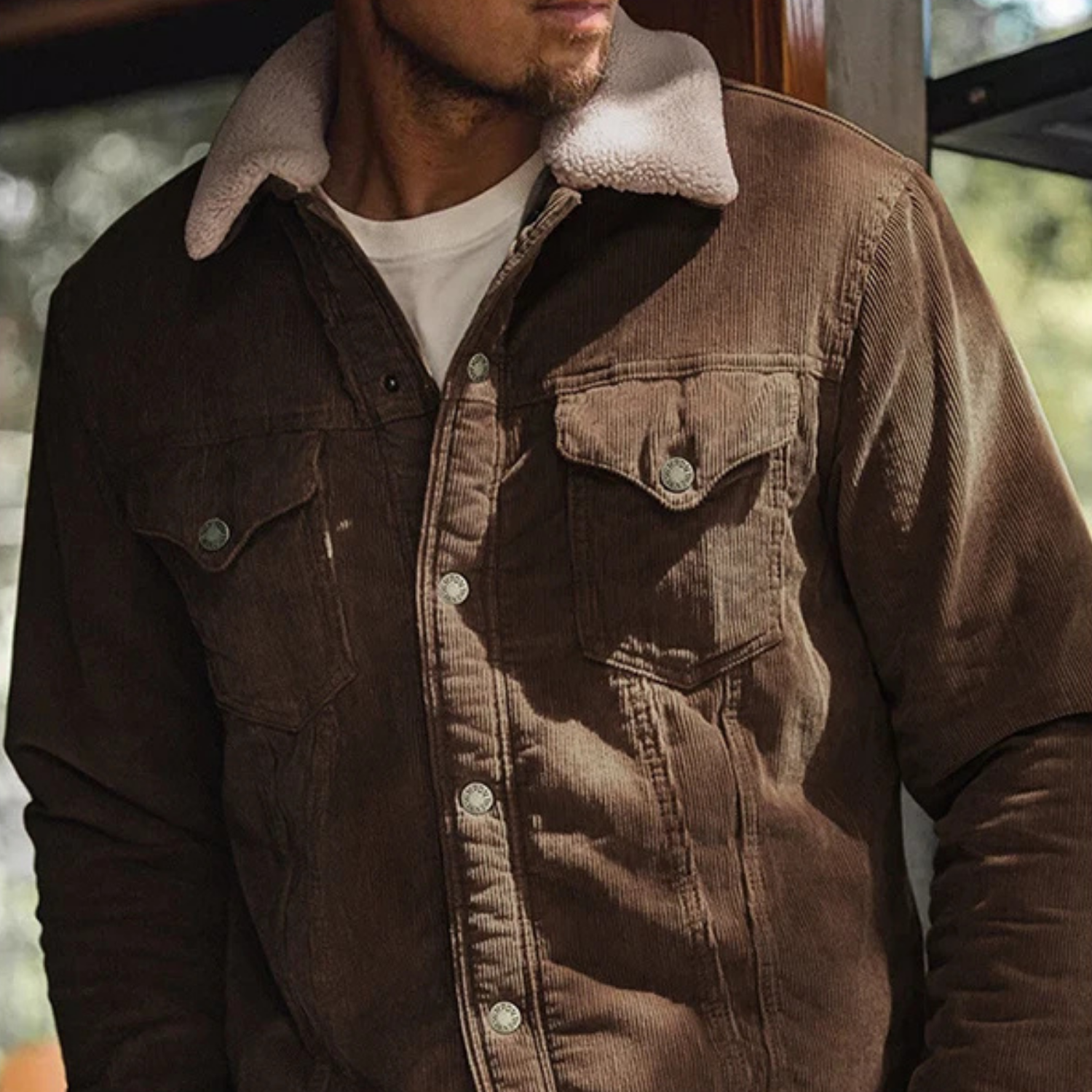 Cevori Fleece Collar Corduroy Regular Fit Jacket