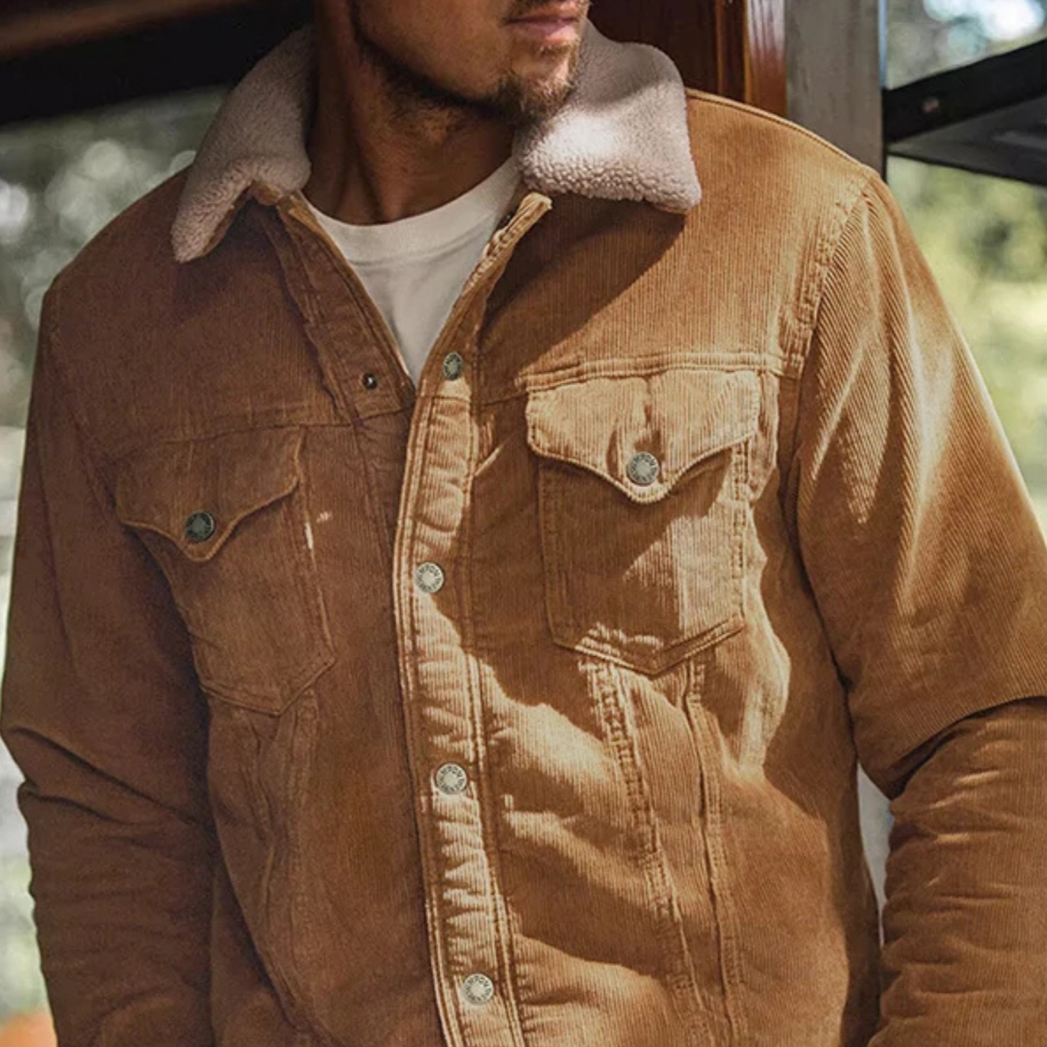Cevori Fleece Collar Corduroy Regular Fit Jacket