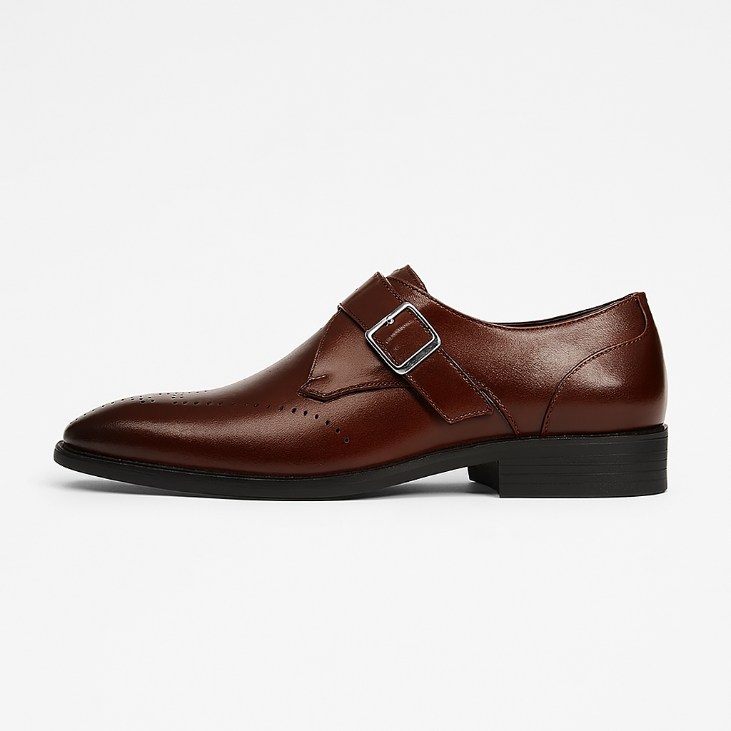 Cevori Classic Monk Strap Buckle Style Dress Shoes