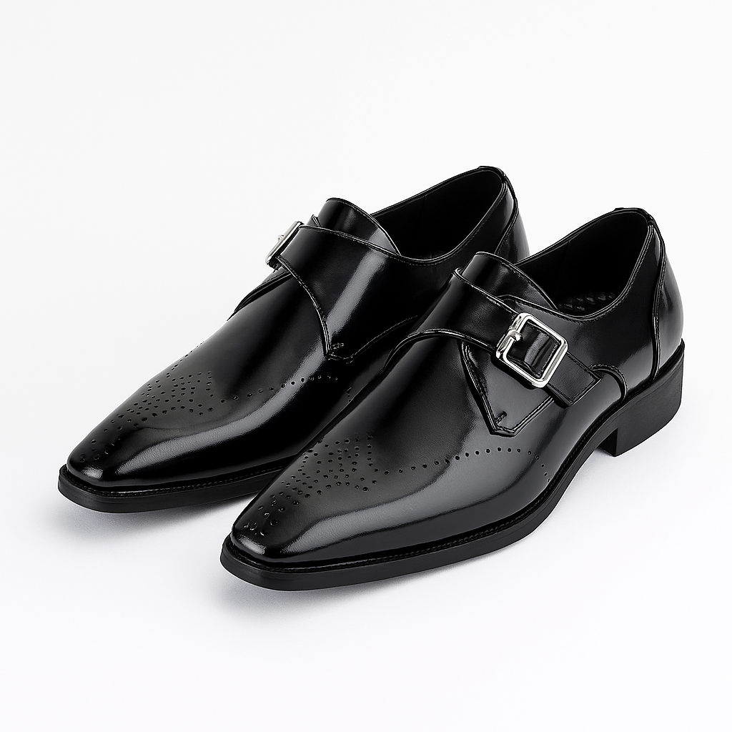 Cevori Classic Monk Strap Buckle Style Dress Shoes