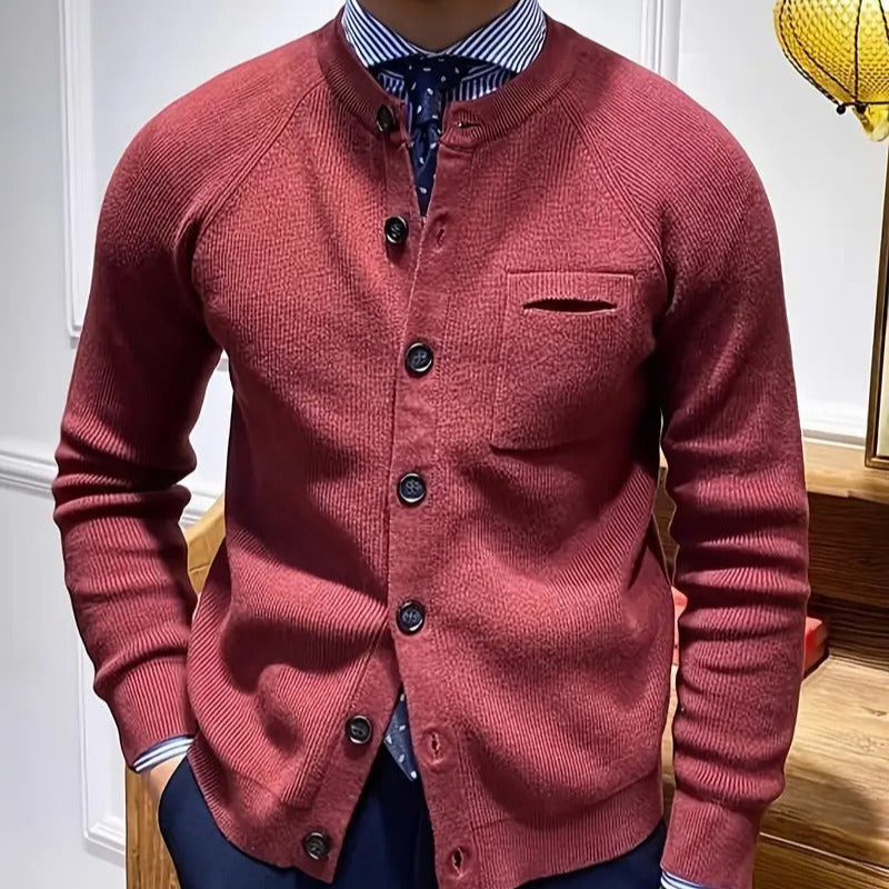 Cevori Crew Neck Ribbed Cardigan Sweater