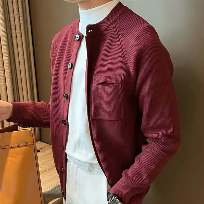 Cevori Crew Neck Ribbed Cardigan Sweater