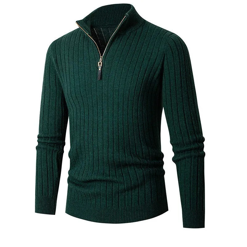 Cevori Ribbed Fabric Half-Zip Sweater