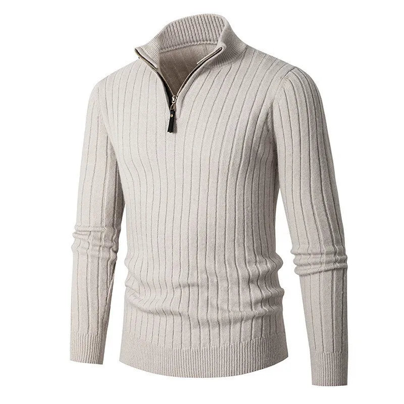 Cevori Ribbed Fabric Half-Zip Sweater