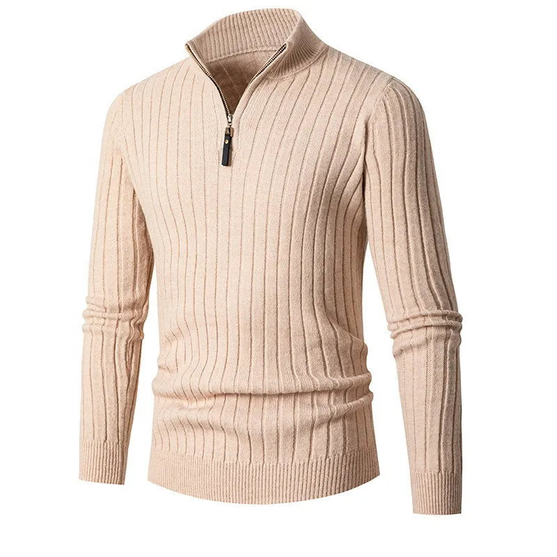 Cevori Ribbed Fabric Half-Zip Sweater