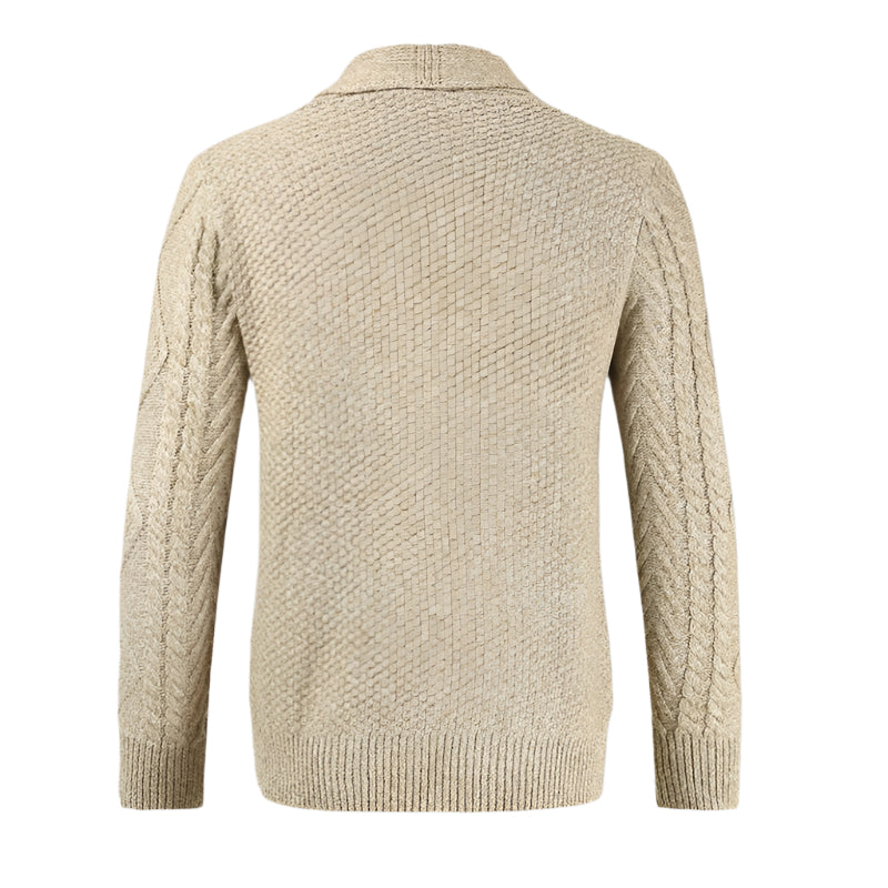 Cevori Classic Cable Knit Style Shawl Collar Cardigan