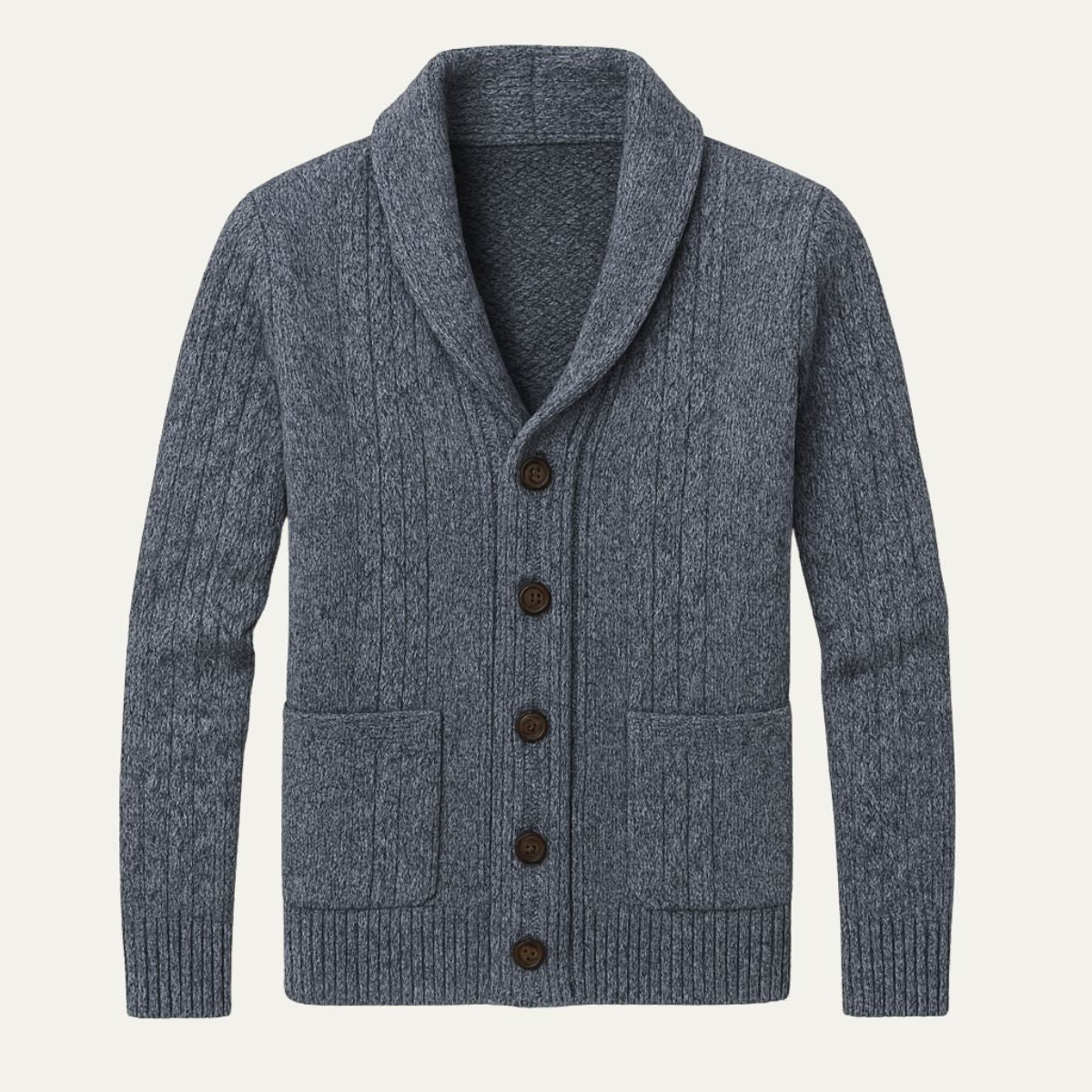 Cevori Classic Cable Knit Style Shawl Collar Cardigan