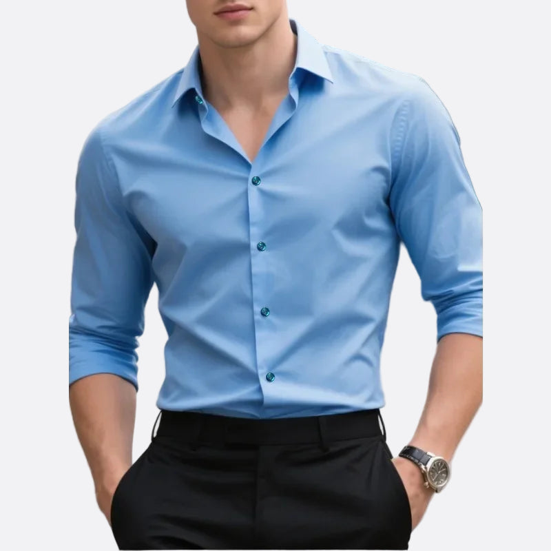 Cevori Long Sleeve Slim Fit Button-Down Shirt