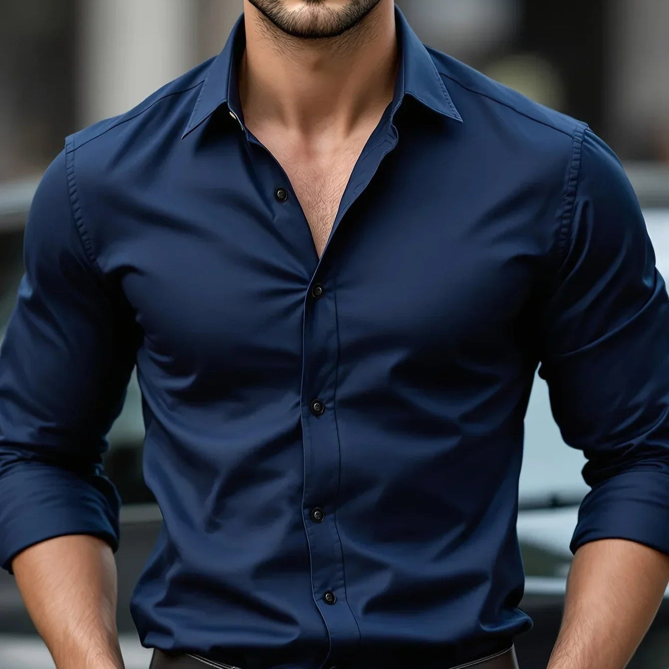 Cevori Long Sleeve Slim Fit Button-Down Shirt