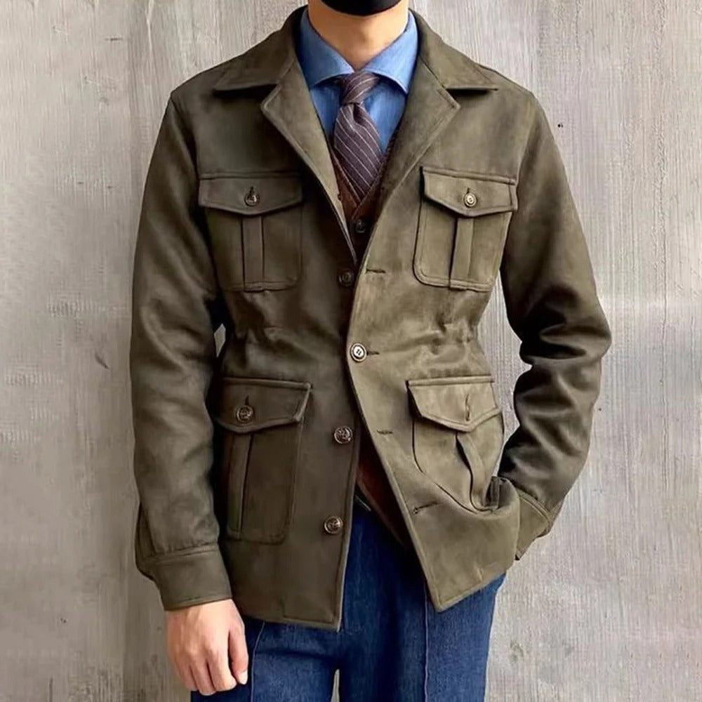 Cevori Four Pocket Suede Look Hunting Jacket