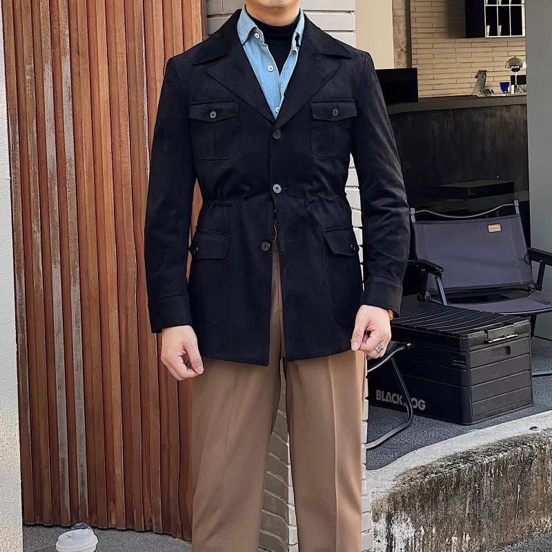Cevori Four Pocket Suede Look Hunting Jacket