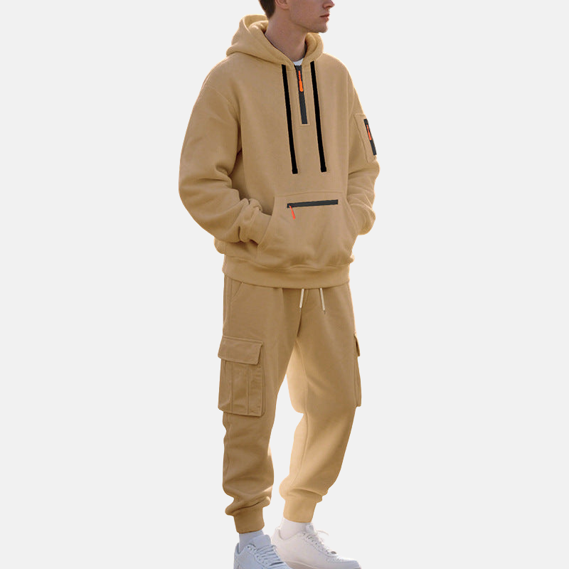 Cevori Half-Zip Hoodie & Cargo Joggers Tracksuit Set