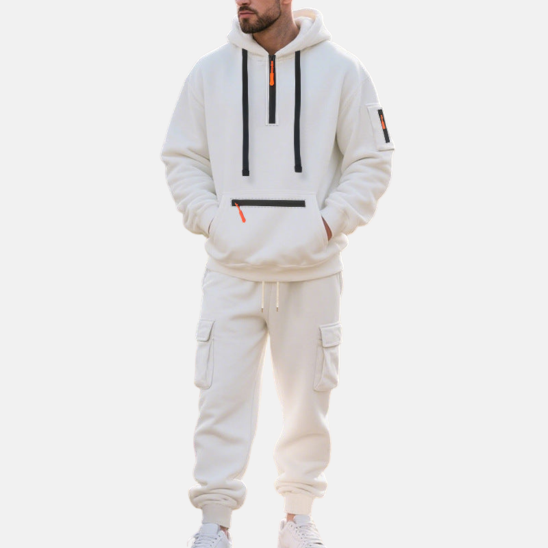 Cevori Half-Zip Hoodie & Cargo Joggers Tracksuit Set
