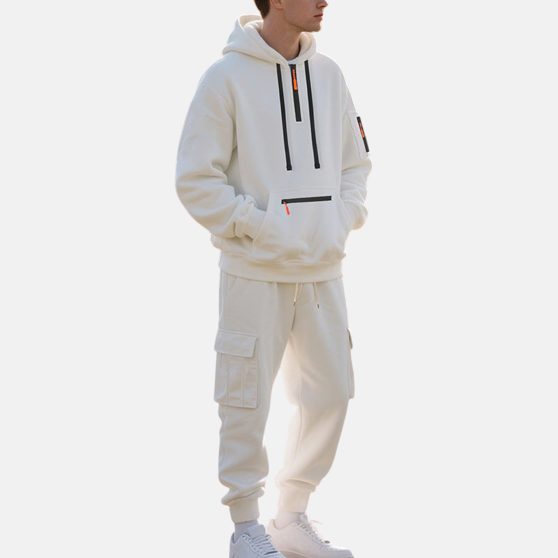 Cevori Half-Zip Hoodie & Cargo Joggers Tracksuit Set