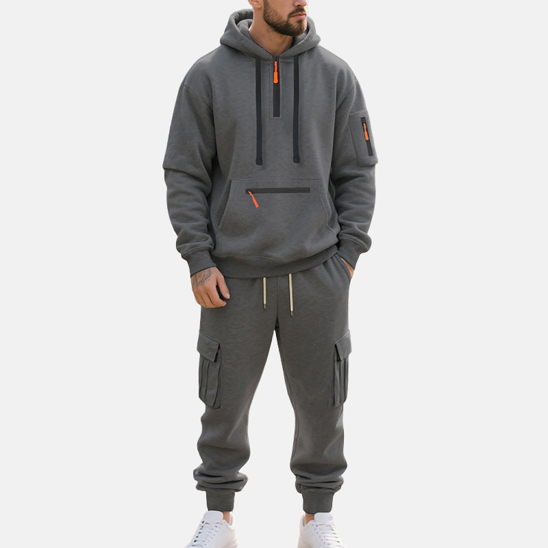 Cevori Half-Zip Hoodie & Cargo Joggers Tracksuit Set