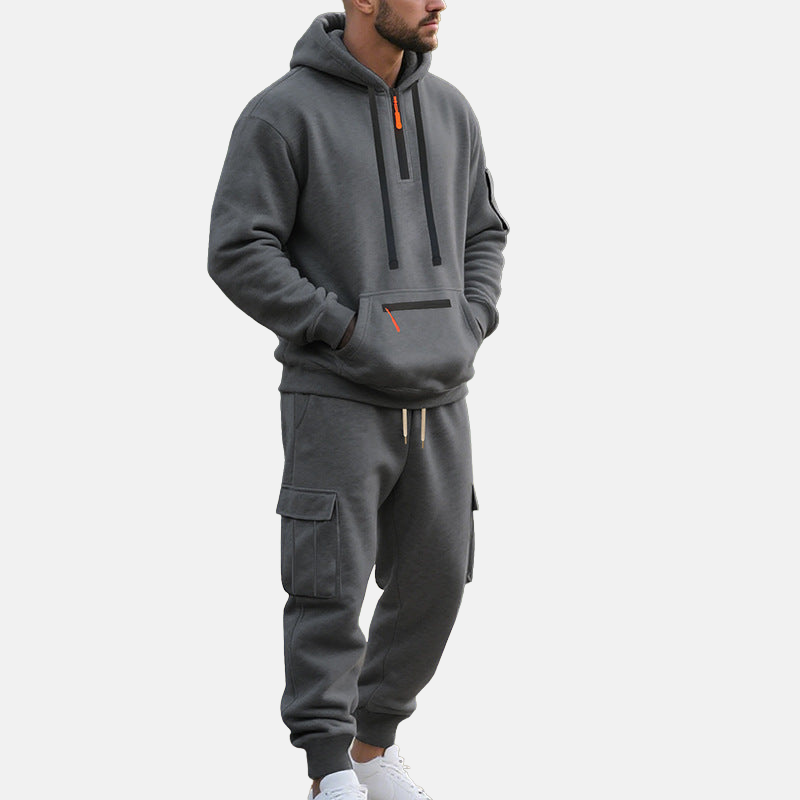 Cevori Half-Zip Hoodie & Cargo Joggers Tracksuit Set