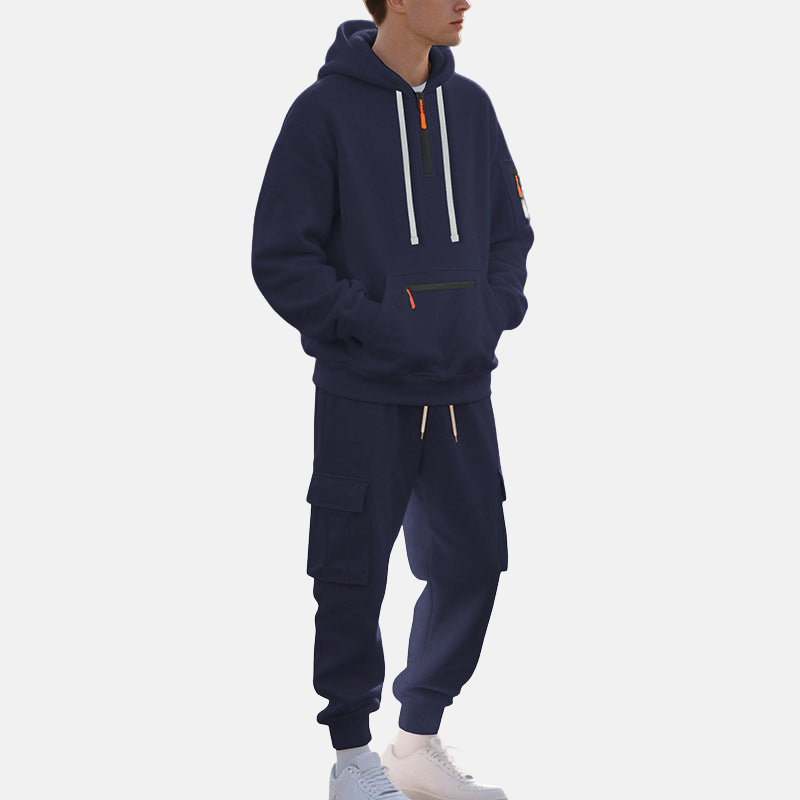 Cevori Half-Zip Hoodie & Cargo Joggers Tracksuit Set