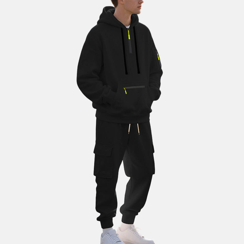 Cevori Half-Zip Hoodie & Cargo Joggers Tracksuit Set