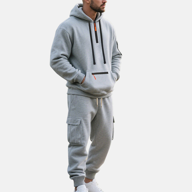 Cevori Half-Zip Hoodie & Cargo Joggers Tracksuit Set