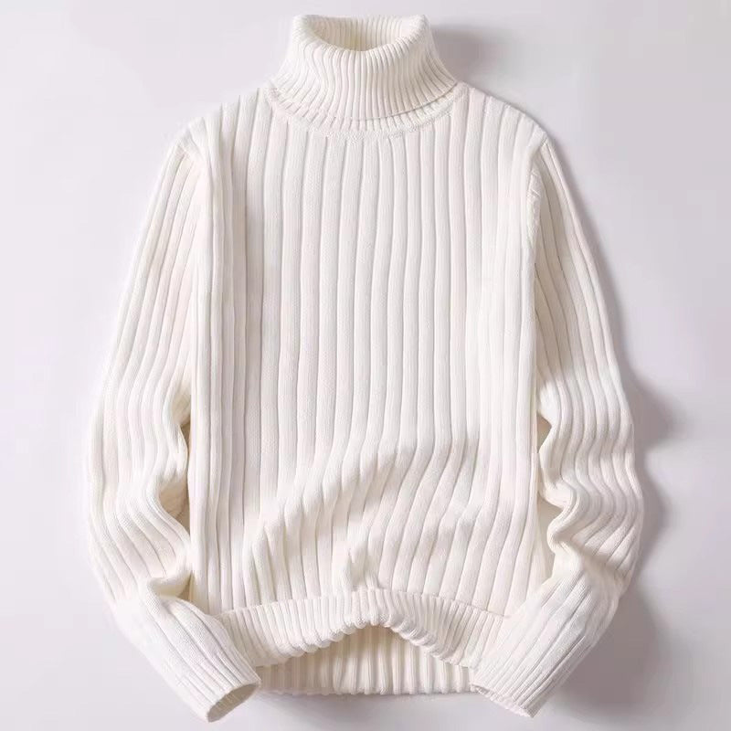 Cevori - Ribbed Knit Turtleneck Pullover Sweatshirt