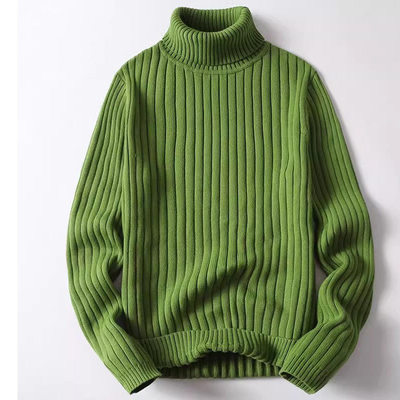 Cevori - Ribbed Knit Turtleneck Pullover Sweatshirt