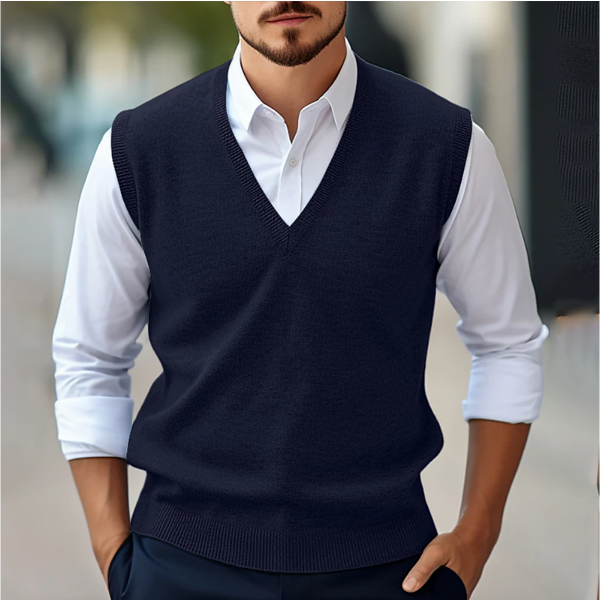 Cevori Knitted Style Sleeveless V-Neck Pullover
