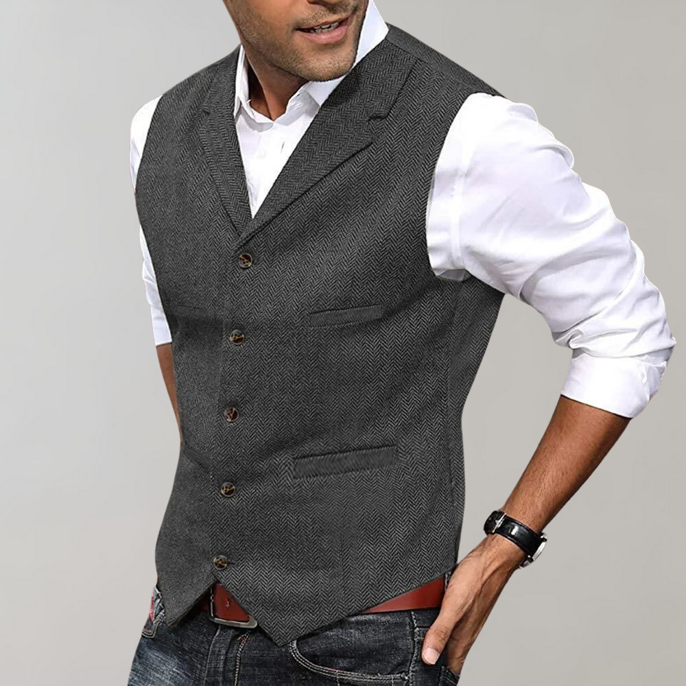 Cevori Sleeveless Button Up Suit Vest
