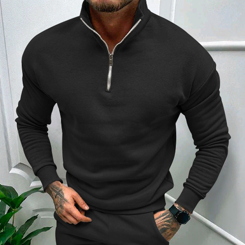 Cevori Zip-Up Sweatshirt with Stand-Up Collar