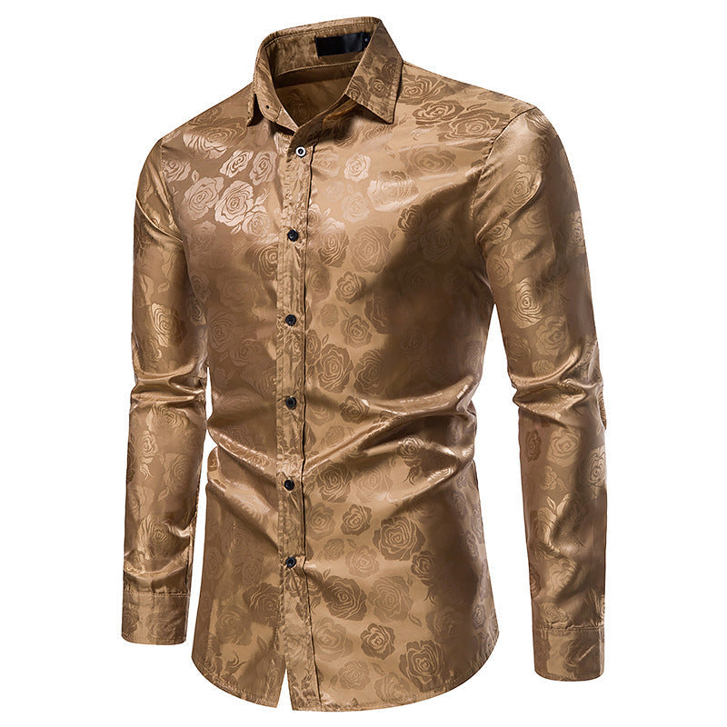 Cevori Floral Embossed Shirt with Elegant Sheen