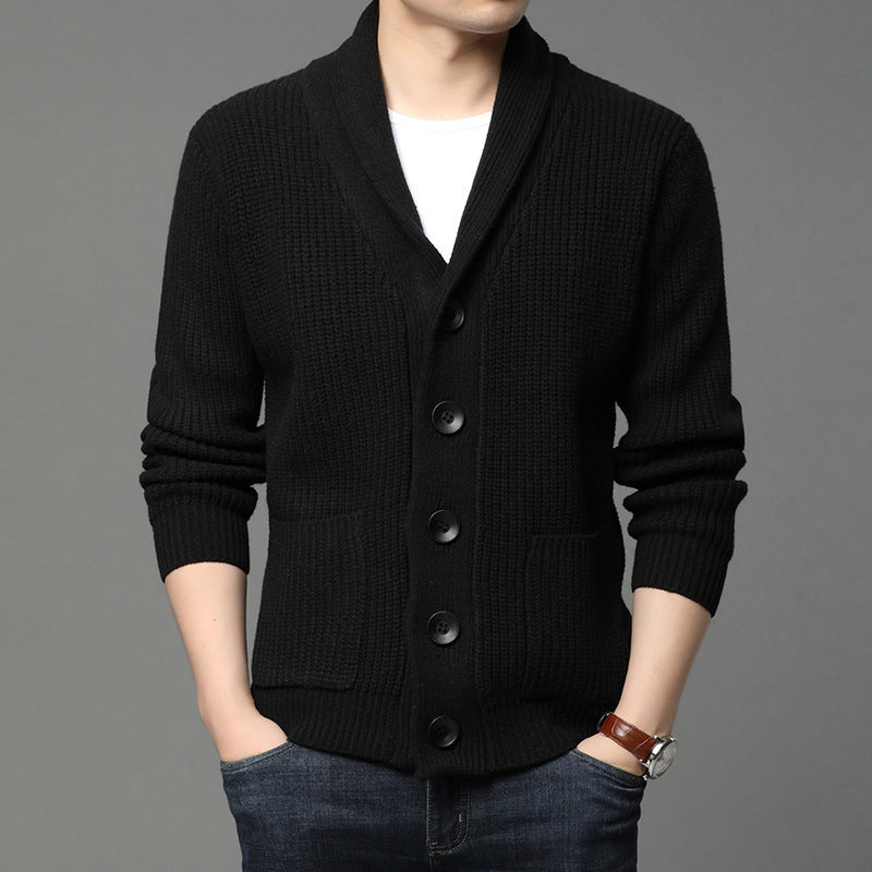 Cevori Shawl Collar Knitted Fabric Cardigan