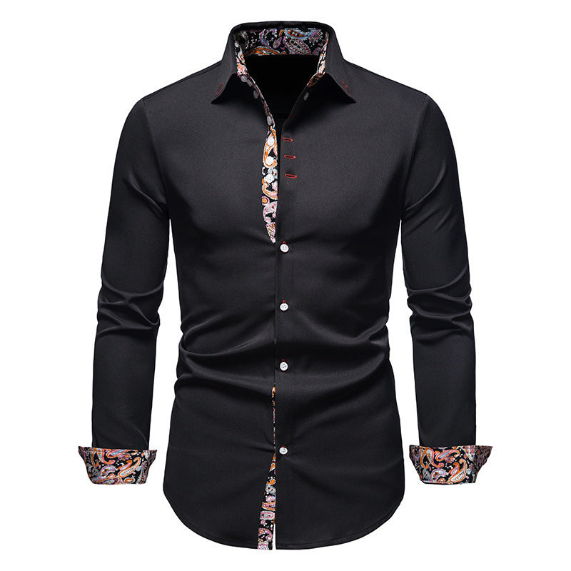 Cevori Modern Paisley Design Long-Sleeved Shirt