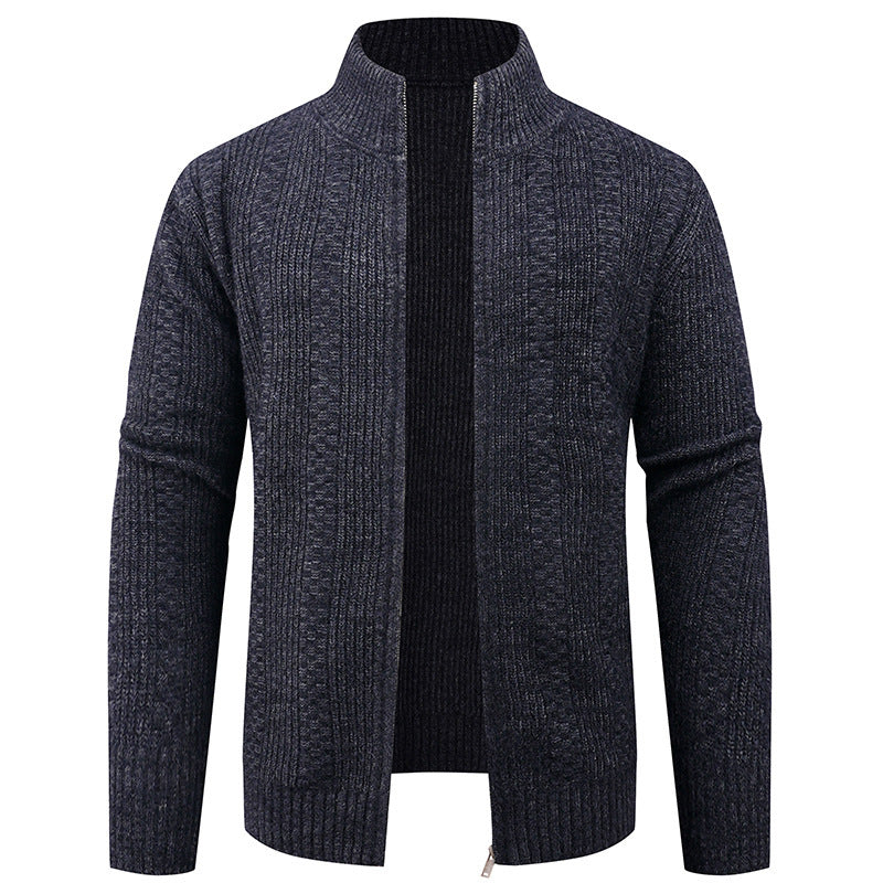 Cevori High Collar Textured Cardigan