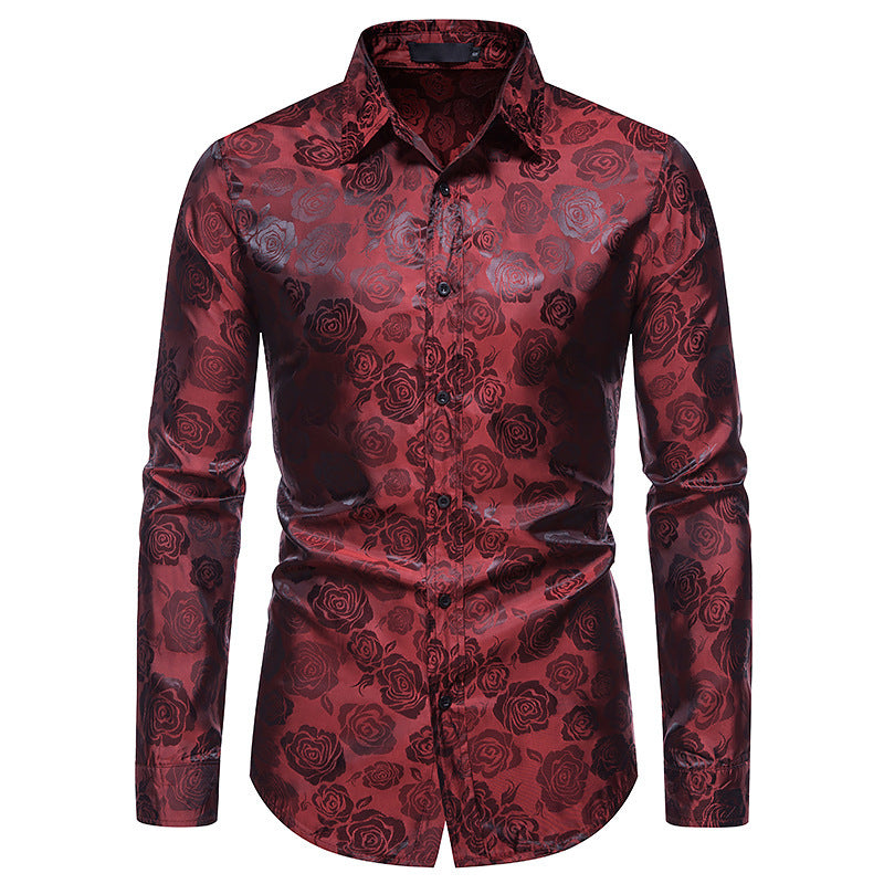 Cevori Floral Embossed Shirt with Elegant Sheen