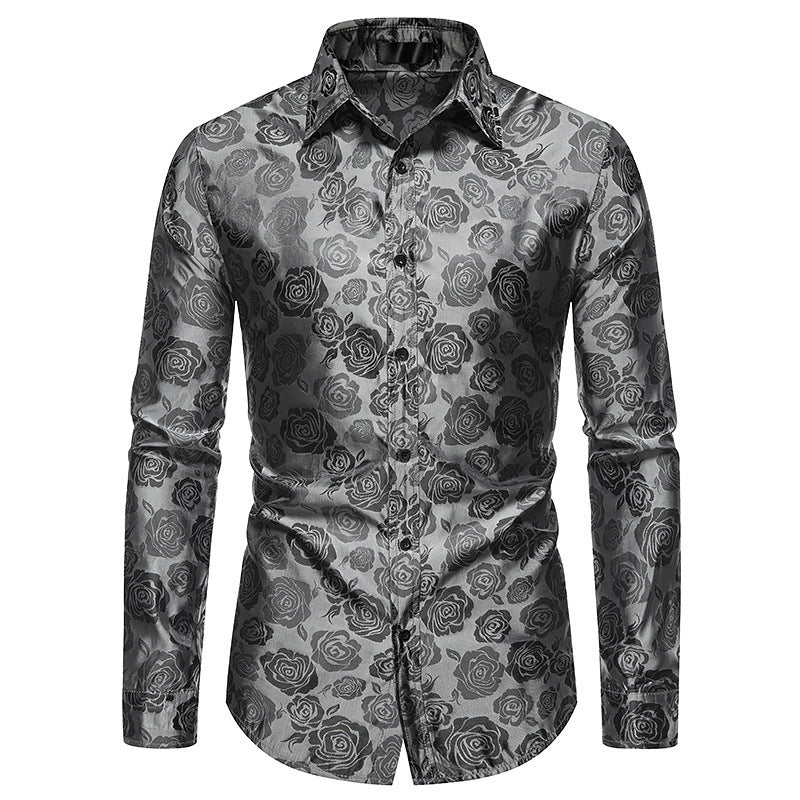Cevori Floral Embossed Shirt with Elegant Sheen