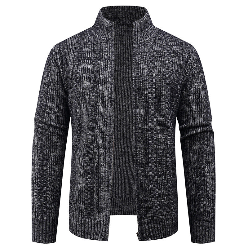 Cevori High Collar Textured Cardigan