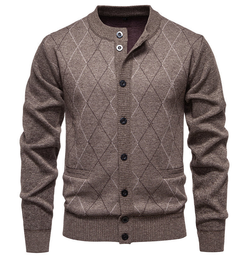 Cevori Stylish Diamond Pattern Cardigan Knitwear