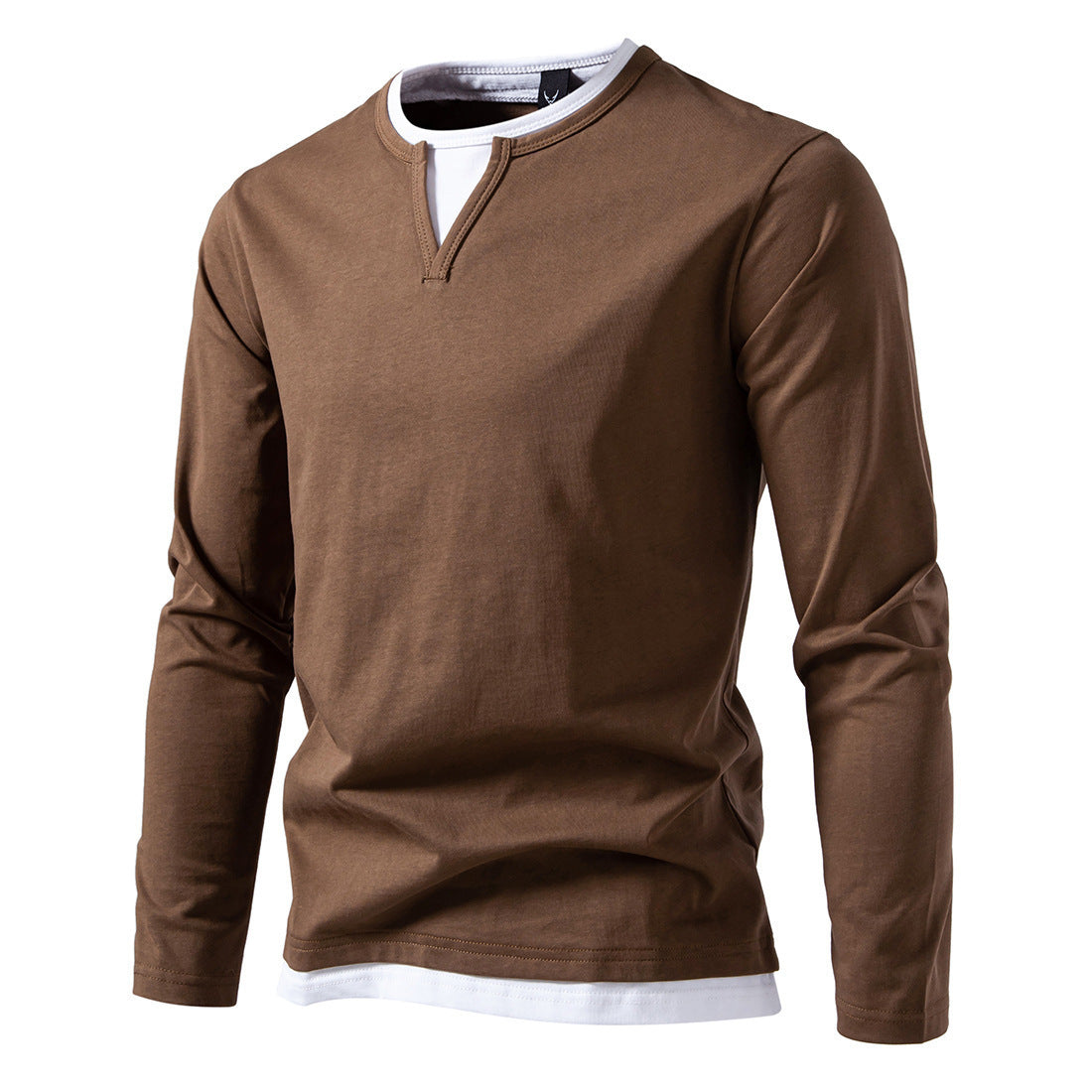 Cevori Long-Sleeve V-Neck Shirt with Layering Details