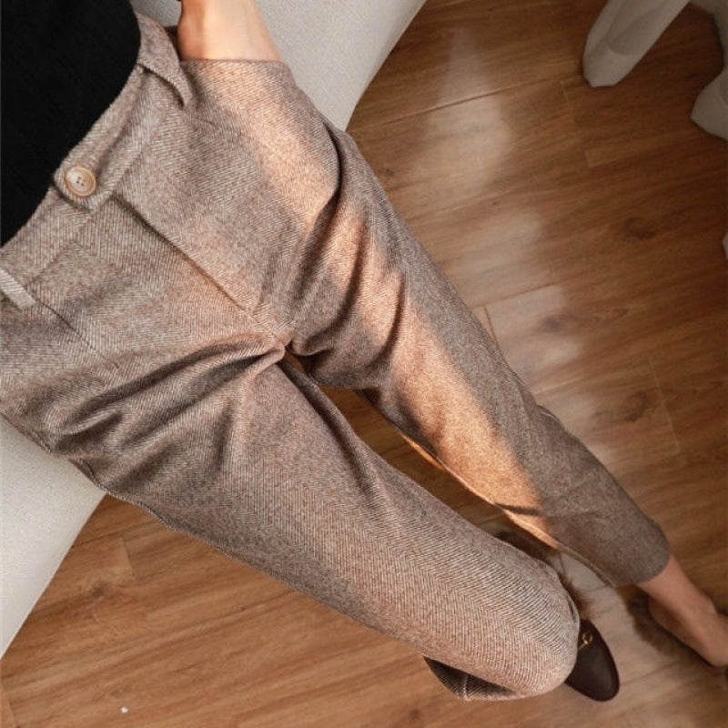 Cevori Vintage High-Waist Style Pleated Trousers