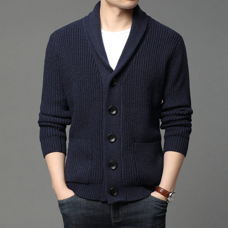 Cevori Shawl Collar Knitted Fabric Cardigan