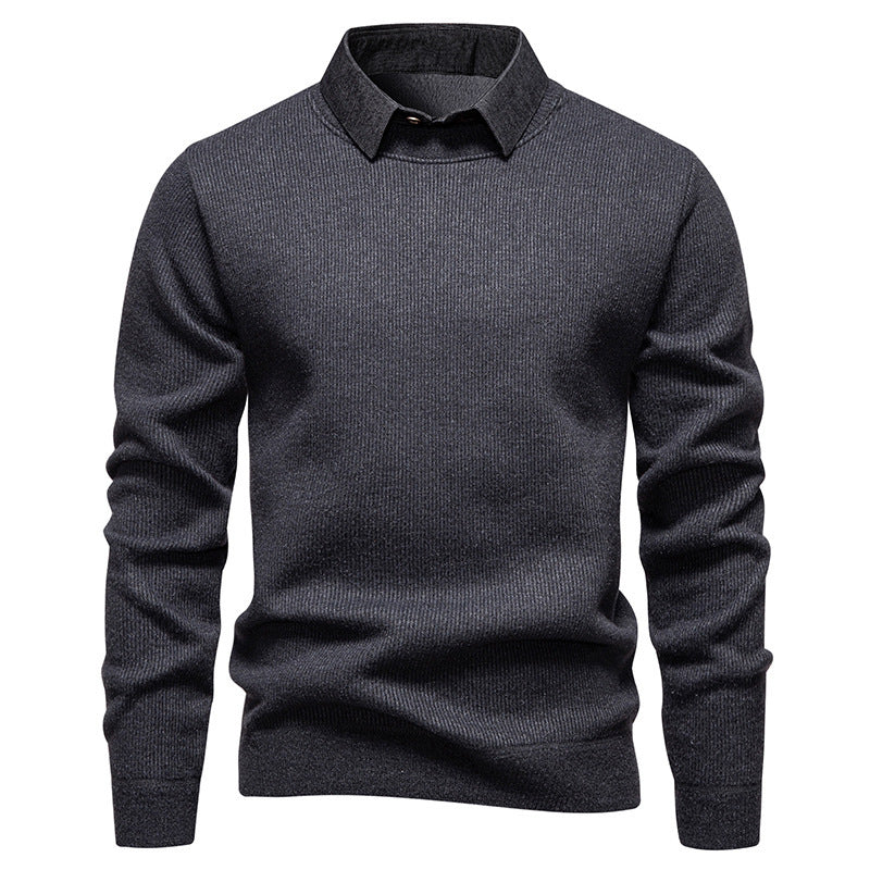 Cevori Fine Knit Jumper with Modern Collar Design