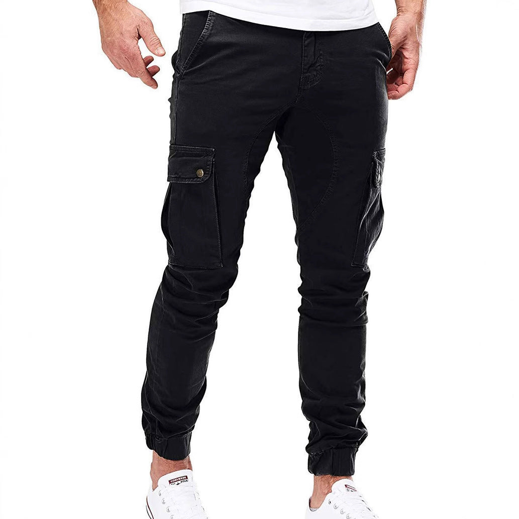 Cevori Elasticated Cuffs & Pockets Cargo Trousers