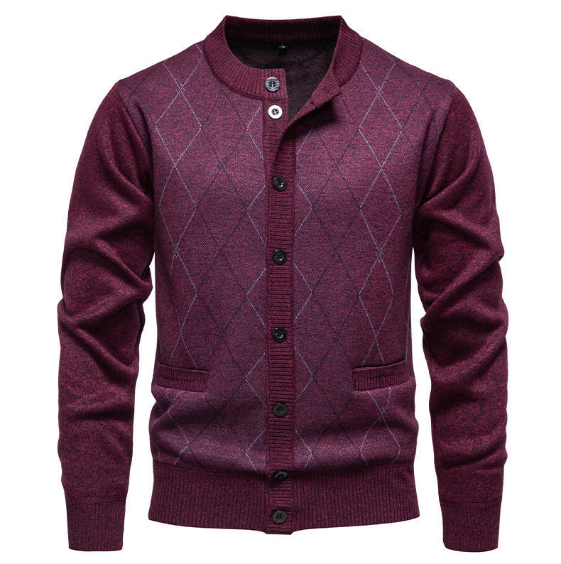 Cevori Stylish Diamond Pattern Cardigan Knitwear
