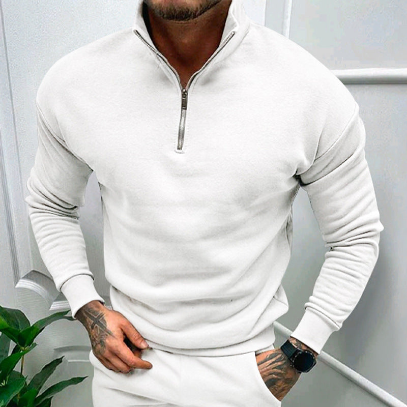 Cevori Zip-Up Sweatshirt with Stand-Up Collar