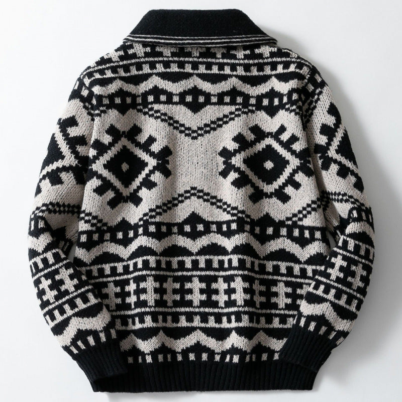 Cevori Stylish Design Geometric Pattern Cardigan