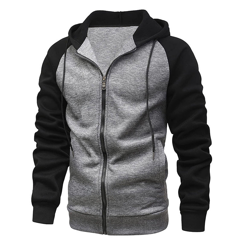 Cevori Casual Hooded Jacket with Contrast Sleeves
